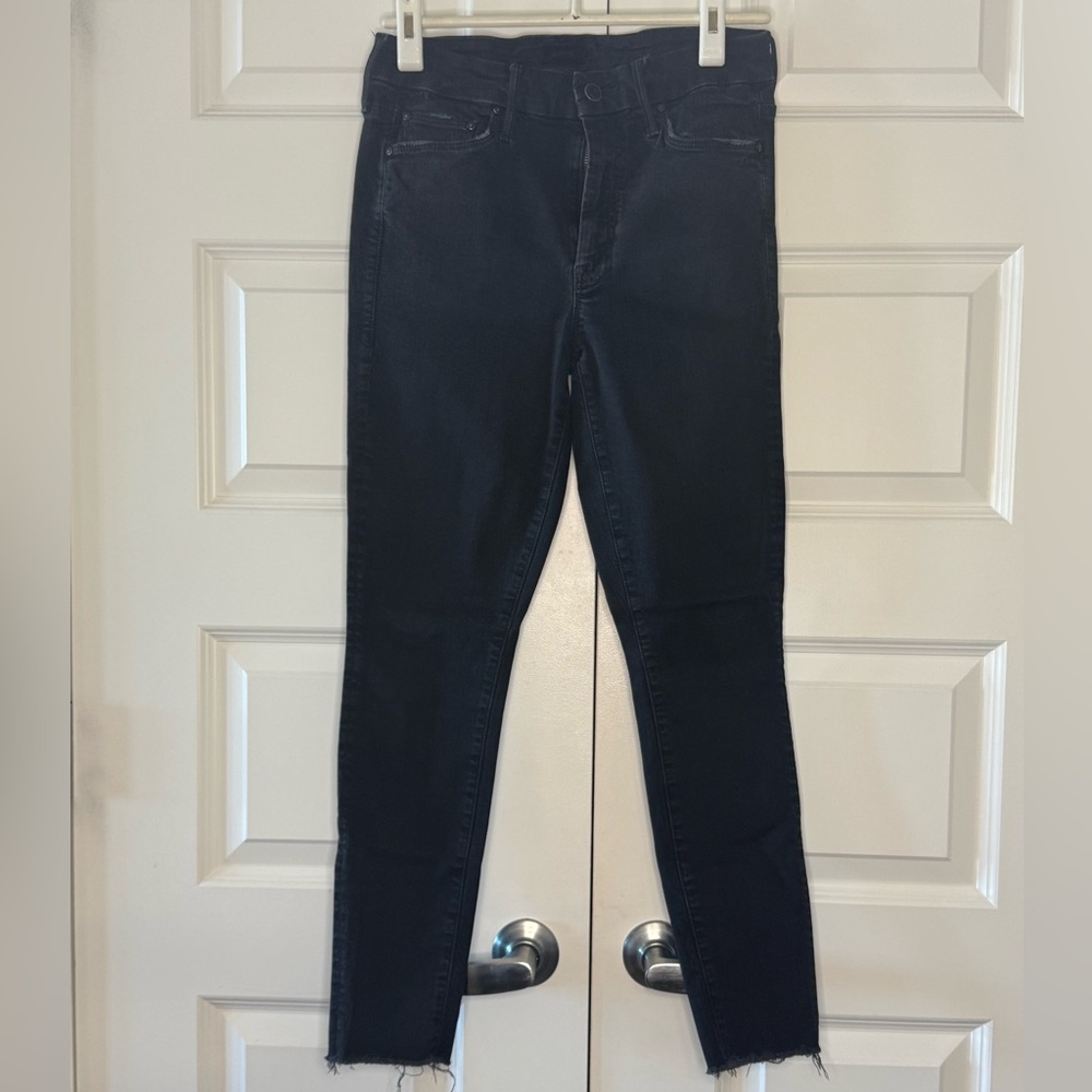 Mother the Looker ankle fray black jeans